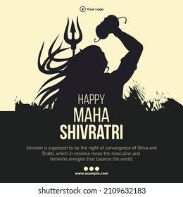 Hindu festival happy Maha Shivratri banner design template.