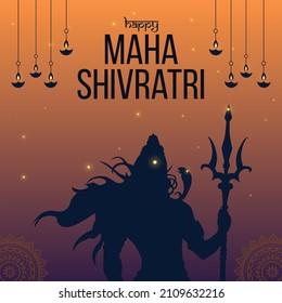 Hindu festival happy Maha Shivratri banner design template.