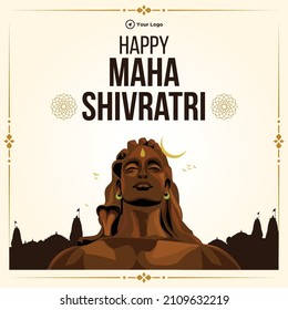 Hindu festival happy Maha Shivratri banner design template.