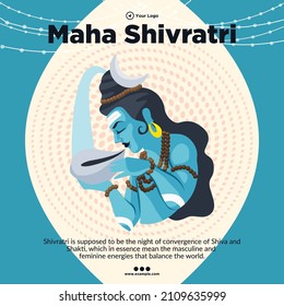 Hindu festival happy Maha Shivratri banner design template.