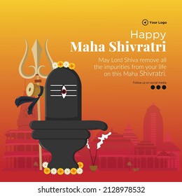Hindu festival happy maha shivratri  banner template design.