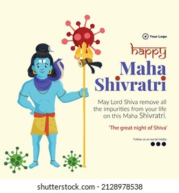 Hindu festival happy maha shivratri  banner template design.