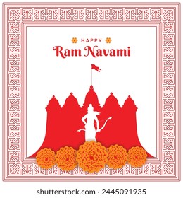 Hindu festival Happy Ram Navami celebration greeting card banner design vector