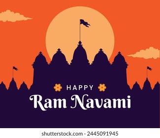 Hindu festival Happy Ram Navami celebration greeting card banner design vector