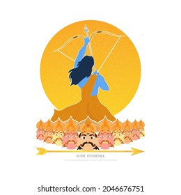 Hindu festival holiday Vijayadashami, illustration of Lord Rama and Ravana with Bow and Quiver for Dussehra