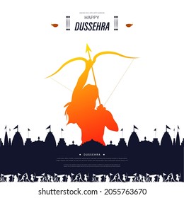 Hindu festival holiday Vijayadashami, illustration of Lord Rama Bow and arrow for Dussehra