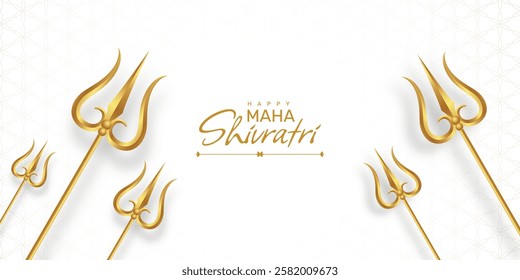 Hindu festival maha shivratri background with trishul and golden pattern effect