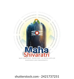 Hindu Festival Maha Shivratri with Lord Shiva and Typography In Hindi Text writing maha shivratri.OM NAMAH SHIVAY