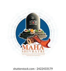 Hindu Festival Maha Shivratri with Lord Shiva and Typography In Hindi Text writing maha shivratri.
