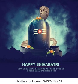 Hindu Festival Maha Shivratri mit Lord Shiva und Typografie In Hindi Text schreiben maha shivratri.
