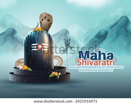 Hindu Festival Maha Shivratri with Lord Shiva and Typography In Hindi Text writing maha shivratri.OM NAMAH SHIVAY