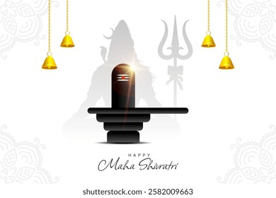 Hindu festival maha shivratri traditional background with shivling, bell and lord shiva design