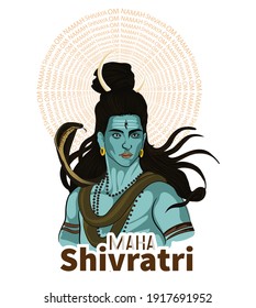 Hindu festival Maha Shivratri. Vector illustration Of Shivratri, Maha Shivratri with hindi message om maha shivaya