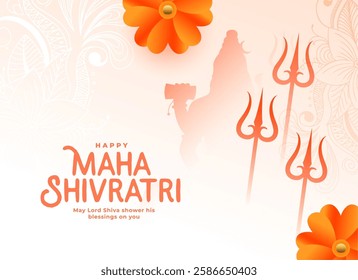 hindu festive maha shivratri background with trishul design vector