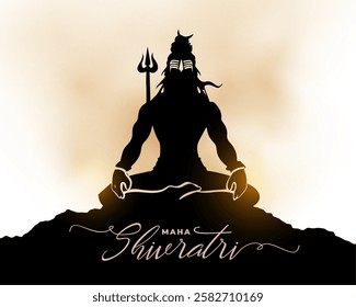 hindu festive maha shivratri greeting card with lord shiva silhouette vector