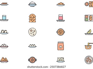 Hindu food icons collection is a vector illustration with editable stroke.