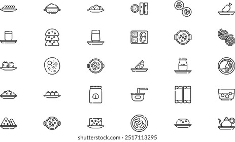 Hindu ícones de comida de alta qualidade Vetor Icons Coleção com traço editável. Ideal para projetos profissionais e criativos.