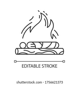 Hindu funeral ceremony pixel perfect linear icon.Indian customs. Antyesti ritual. Body cremation. Thin line customizable illustration. Contour symbol. Vector isolated outline drawing. Editable stroke