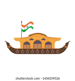 hindu ganges barge with indian flag icon cartoon vector illustration graphic design