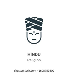 Hindu glyph icon vector on white background. Flat vector hindu icon symbol sign from modern religion collection for mobile concept and web apps design.