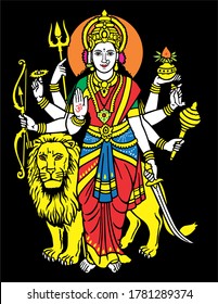 Hindu God Bhadrakali Art Vector