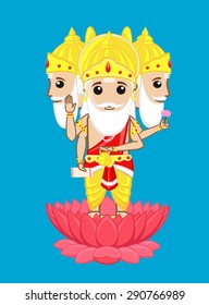 Hindu God Brahma - Cartoon style