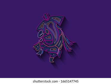 Hindu God Ganesha - elephant. Vector hand drawn illustration.