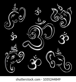 Hindu God Ganesha. Ganapati. Vector hand drawn illustration