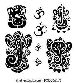 Hindu God Ganesha. Ganapati. Vector hand drawn illustration
