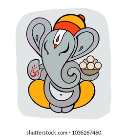 Hindu God Ganesha. Hand drawn tribal style. Vector illustration.