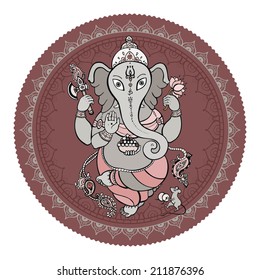 Hindu God Ganesha. Vector hand drawn illustration.