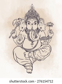 Hindu god Ganesha. Vector illustration