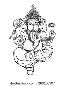 Hindu god Ganesha. Vector illustration