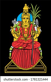 Hindu God Kamatchi Art Vector