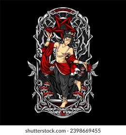 Hindu God Krishna illustration for tshirt design