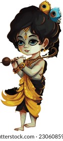 hindu god krishna painting high quilty