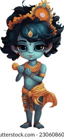 hindu god krishna painting high quilty