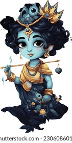 hindu god krishna painting high quilty