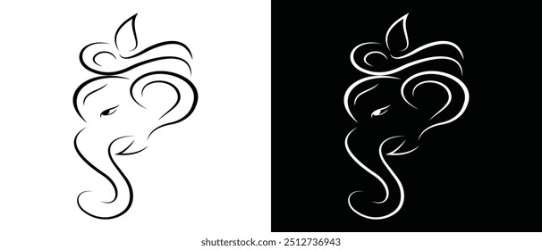 Hindu God Lord Ganesha Vektor Art. Happy Ganesh Chaturthi Ganapati Gesicht Logo Symbol