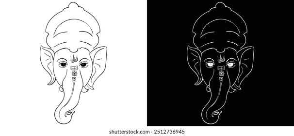 Hindu God Lord Ganesha Vektor Art. Happy Ganesh Chaturthi Ganapati Gesicht Logo Symbol