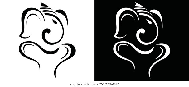 Hindu God Lord Ganesha Vektor Art. Happy Ganesh Chaturthi Ganapati Gesicht Logo Symbol