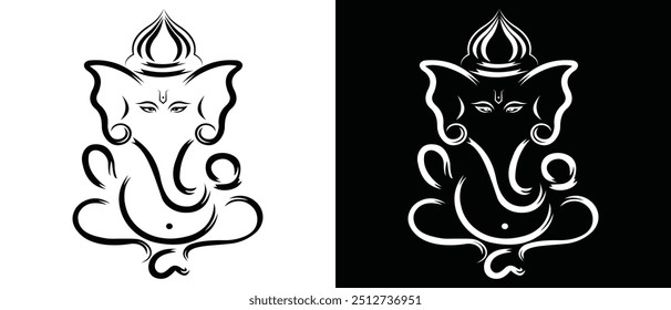 Hindu God Lord Ganesha Vektor Art. Happy Ganesh Chaturthi Ganapati Gesicht Logo Symbol