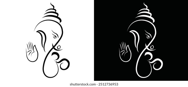 Hindu God Lord Ganesha Vektor Art. Happy Ganesh Chaturthi Ganapati Gesicht Logo Symbol