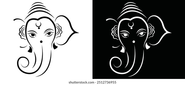 Hindu God Lord Ganesha Vektor Art. Happy Ganesh Chaturthi Ganapati Gesicht Logo Symbol