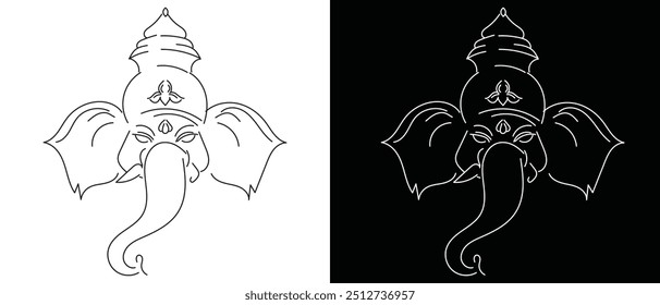 Hindu God Lord Ganesha Vektor Art. Happy Ganesh Chaturthi Ganapati Gesicht Logo Symbol