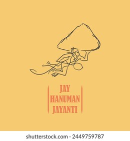 Hindu God Lord Hanuman carrying large hills on his shoulder. vector illustration. 