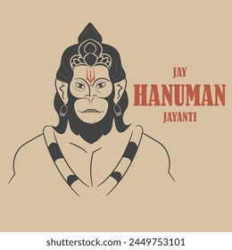 Hindu God Lord Hanuman creative face vector illustration.