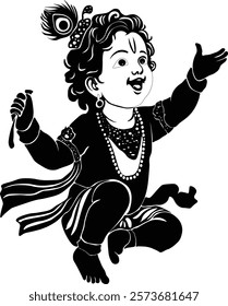 Hindu God lord Krishna Krishna silhouette Happy Janmashtami Concept Kanha Ji Vector Art Thakur Ji Icon and Graphic Shyam Illustration Vasudeva