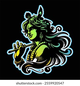 Hindu God Lord Krishna Vector Art