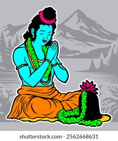 Hindu God Lord Rama Vector Illustration Art